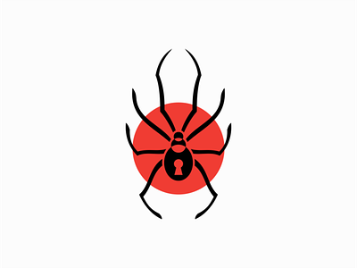 Black Widow with Keyhole Logo for Sale animal black widow branding design escape room geometric horror illustration insect key keyhole logo mark mistery sale vector
