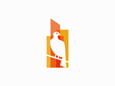 Bird and Buildings Logo for Sale animal bird branding building buildings construction design geometric illustration lines logo mark real estate sale vector