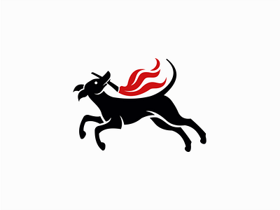 Dog Running With Torch Logo for Sale