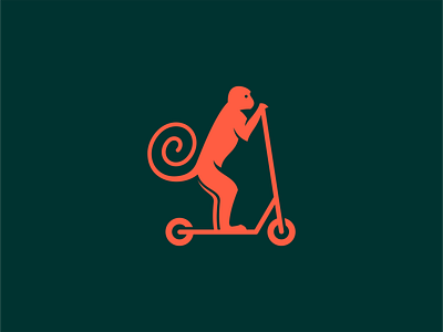 Monkey On A Scooter Logo animal brand branding design elegant emblem flat geometric illustration logo mark minimalist modern monkey premium professional sale scooter unique vector