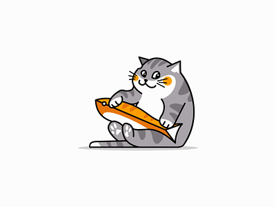 Fat Cat With Fish Toy Logo for Sale