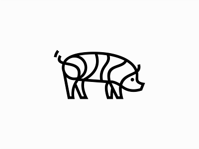 Pig Logo for Sale animal branding clean design emblem flat geometric graphic line art lines logo mark pig premium sale vector