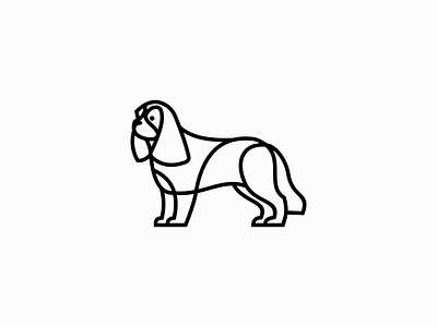 Line Art Dog Logo for Sale animal branding clean design dog flat geometric graphic illustration line lines logo mark premium sale spaniel vector