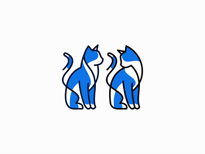 Cats animal branding cat clean design emblem geometric icon illustration kitty lines logo mark modern vector
