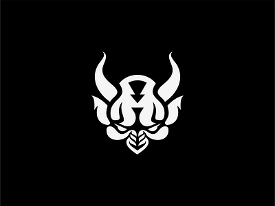 Devil Mask Logo branding clean dark demon design devil flat graphic illustration logo mark mask modern premium ronin sale samurai vector