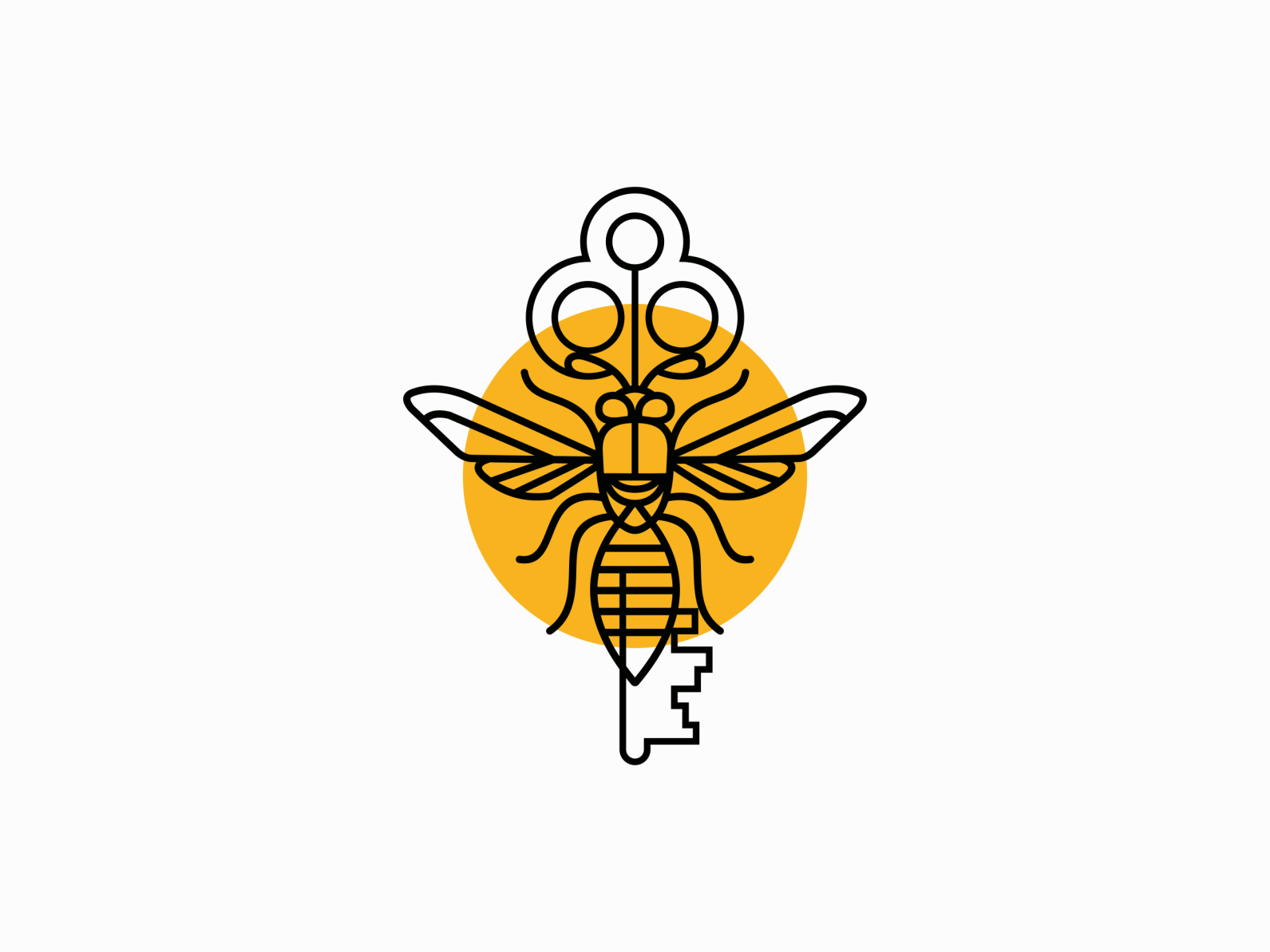 Line Art Key Bee Logo For Sale By Unom Design On Dribbble