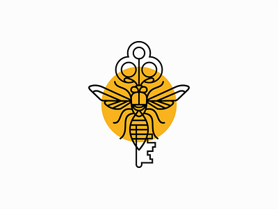 Line Art Key Bee Logo for Sale by UNOM design on Dribbble