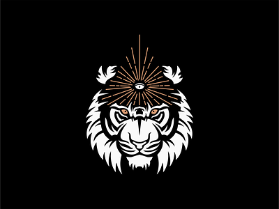 Third Eye Tiger Logo for Sale animal branding consciousness design emblem eye graphic icon illustration logo mark mental modern premium sale spirituality third eye tiger vector yoga