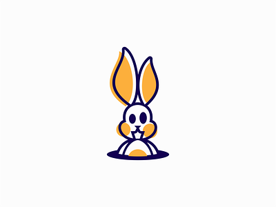Rabbit Hole Logo for Sale animal branding bunny clean cute design emblem flat hole icon illustration logo mark mascot modern pet rabbit sale vector vibrant