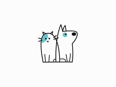 Dog and Cat Logo animal branding cat cute design dog illustration lines logo mark modern original pet premium simple vector vet