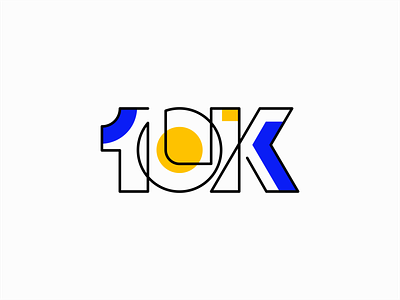 10K 10k branding celebrate design emblem follower followers illustration line logo mark milestone modern symbol thank you thanks typography unique vector