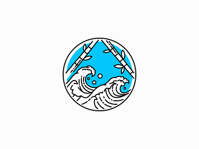 Japanese Waves And Bamboo Logo for Sale