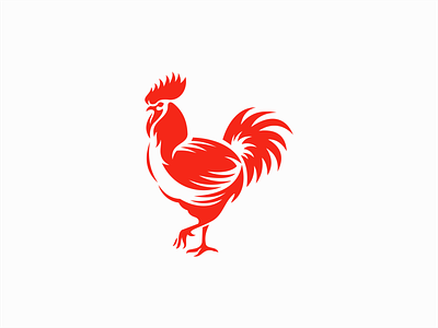 Rooster Logo for Sale animal bird branding chicken cock design farm food hen illustration logo mark modern original restaurant rooster unique vector