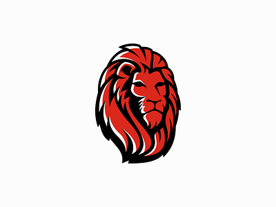 Lion Logo for Sale animal branding cat design emblem feline head icon illustration king lion logo mark mascot modern premium red vector
