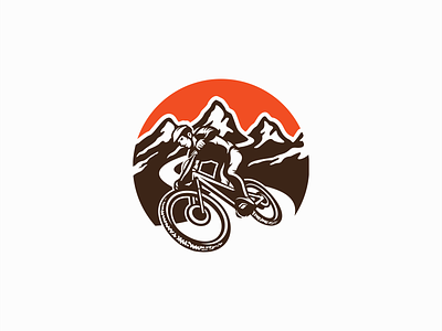 Mountain Biker Logo for Sale bicycle bike biker branding circular cyclist design emblem icon illustration logo mark modern mountain nature outdoor outdoors sport sports vector