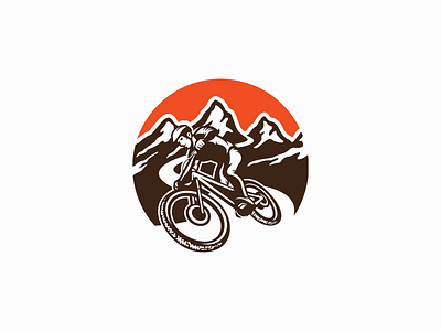 Mountain Biker Logo for Sale bicycle bike biker branding circular cyclist design emblem icon illustration logo mark modern mountain nature outdoor outdoors sport sports vector
