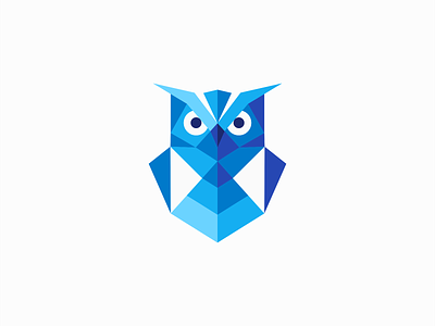 Geometric Owl Logo for Sale animal bird blue branding design emblem geometric icon illustration logo mark modern optometry owl school symbol vector wisdom