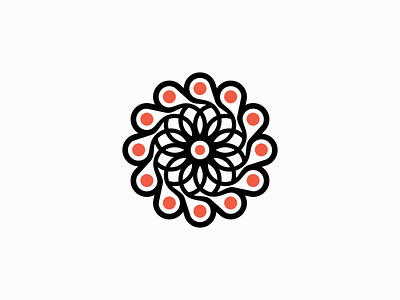 Mandala Logo for Sale brand branding circular connect design emblem flower icon illustration line logo mandala mark modern ornament red symbol vector yoga