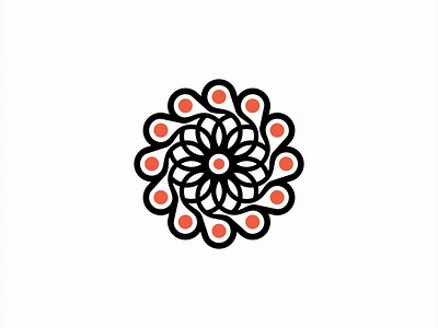 Mandala Logo for Sale brand branding circular connect design emblem flower icon illustration line logo mandala mark modern ornament red symbol vector yoga