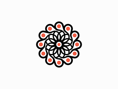 Mandala Logo for Sale brand branding circular connect design emblem flower icon illustration line logo mandala mark modern ornament red symbol vector yoga