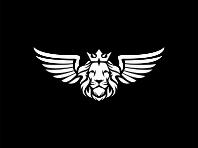 Lion With Wings Logo animal branding carnivore cat crown design elegant emblem feline icon illustration jungle king leo lion logo mark predator vector wings