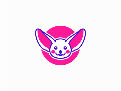 Fennec Fox Logo for Sale animal branding cartoon cute design fennec fox happy icon illustration kid kids logo mark mascot pink playful smile vector