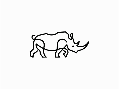 Line Art Rhino Logo for Sale abstract animal branding design flat geometric icon illustration line lines logo mark modern power rhino rhinoceros simple strong vector