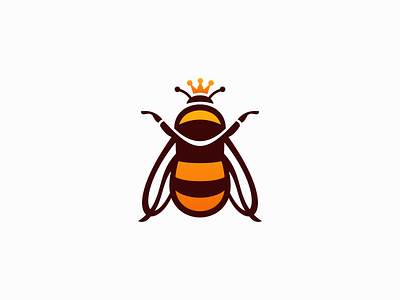 Queen Bee Logo for Sale animal bee beekeeper branding crown design fly hive honey icon illustration insect kids logo mark nectar pollen queen sting vector