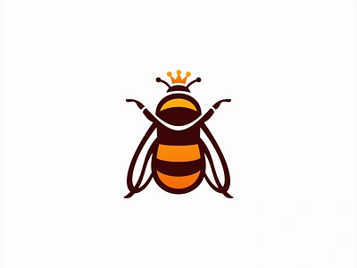 Queen Bee Logo for Sale animal bee beekeeper branding crown design fly hive honey icon illustration insect kids logo mark nectar pollen queen sting vector