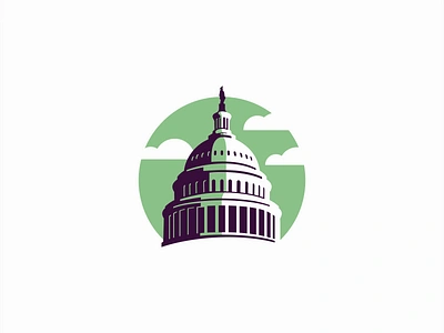 Capitol Logo Design america architecture branding building capitol city clouds cupola design dome freedom illustration logo mark modern politics premium usa vector washington