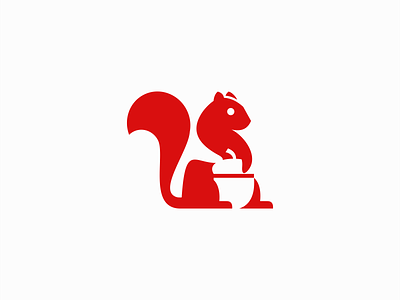 Squirrel And Acorn Logo acorn animal branding chipmunk cute design icon illustration logo mark mascot modern negative space premium red rodent sale small squirrel vector