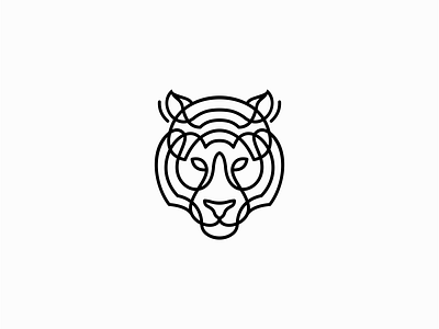 Line Art Tiger Logo for Sale animal bengal branding cat cougar design feline geometric illustration lines logo mark modern nature panther premium tiger vector wild zoo