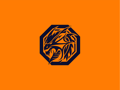 Dragon branding design dices dragon logo octagon