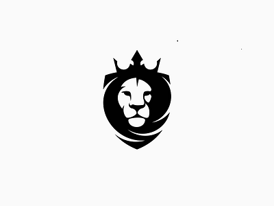 King branding crown design flat king lion logo monochrome shield