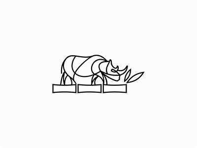 Rhino & Bamboo animal bamboo branding design geometric lines logo mark rhino vector