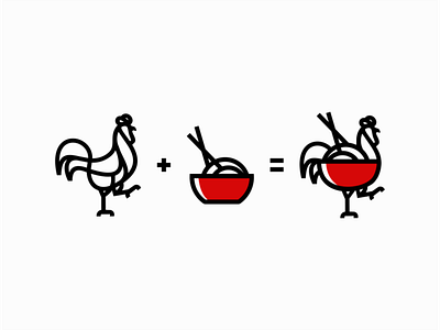 Chicken + Ramen branding chicken design food geometric lines logo mark ramen rooster vector