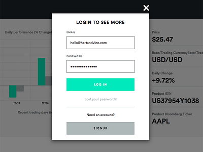 Login overlay form login modal ui ux