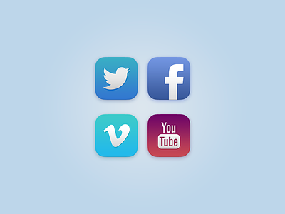 iOS 7 Social Icons (+PSD) blue facebook ios iphone orange purple silver twitter vimeo white youtube