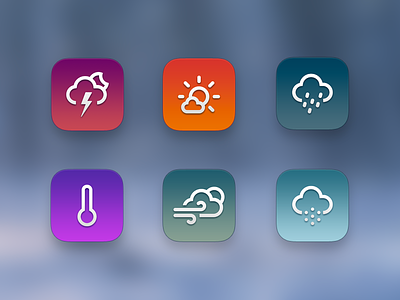 Weather Icons blue green icons orange purple rain snow storm sun temperature thunder weather