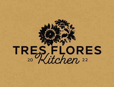 Tres Flores Kitchen Logo branding design graphic design illustration logo typography