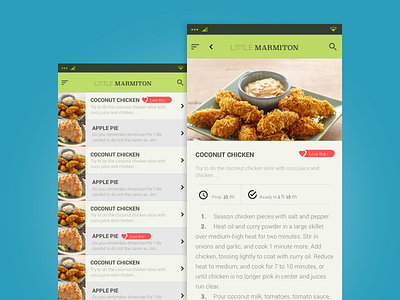 Little Marmiton - Mobile app. app chicken design diner flat food lunch mobile phone