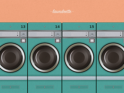 laundrette blue illustration laundrette laundry machine pink retro washing
