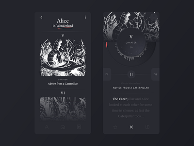 Audiobook App Concept app audio app audiobook book dark design mobile screen ui