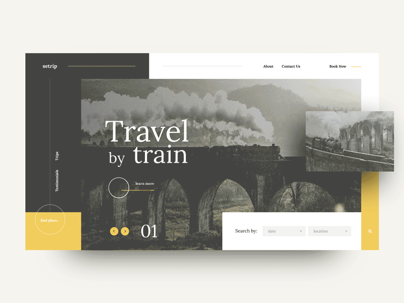 Travel by Train after effects home retro trip ui ux