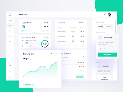 Dashboard - Overview dashboard green interface overview statistics ui ux white