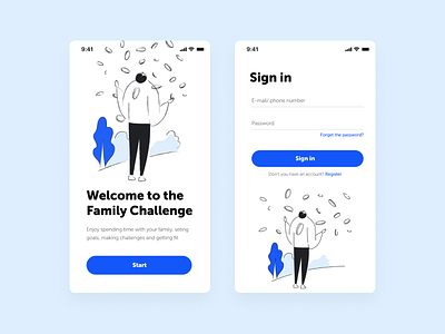 Family Challenge. Sign in app design family app illustration line illustration ui
