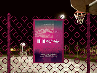 Hello Dribbble! court debut design dribbble poster