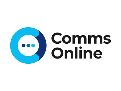Comms Online Logo Concept blue circle clean communications dots flat icon logo logo design logo mark logos online sans serif sanserif wordmark