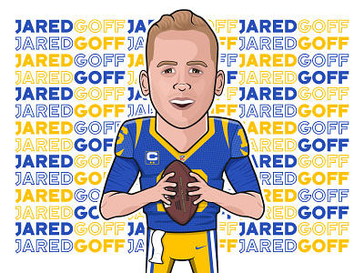NFL Player #3 - Jared Goff (LA Rams)! american football cartoon illustration drawing face flat illustration jared goff los angeles rams man nfl vector