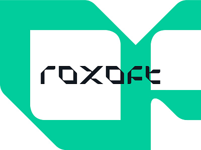Roxoft logotype design branding custom type design diamond gaming graphic design green logo logomark logotype rocks tech type typography vector visual identity
